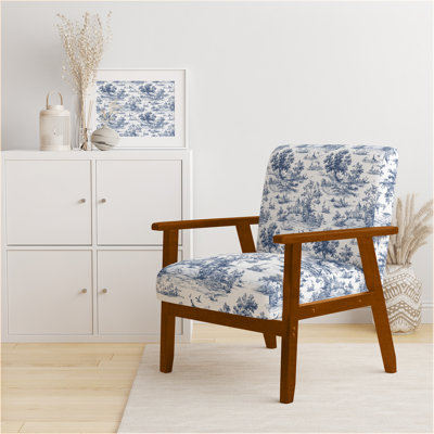 Chaise rembourrée French Country - Fauteuil bleu classique Toile