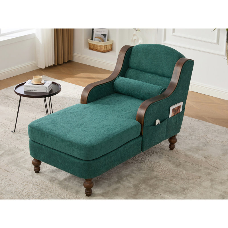 Chaise longue rembourrée avec poches latérales, Émeraude
