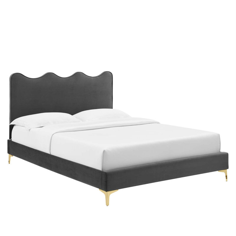 Lit plateforme en velours actuel Performance par Modway, Gris anthracite, Très grand