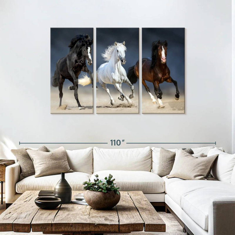 Brampt Three Playful Horses, 48" H x 74" W