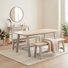 Table de salle à manger rectangulaire Blakeley avec pieds en bois de style tréteau et 2 bancs - Inspiration de style campagnard