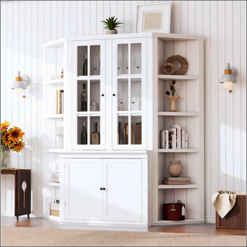 75.25'' Tall Display Cabinet And Two Triangle Sided Bookshelves