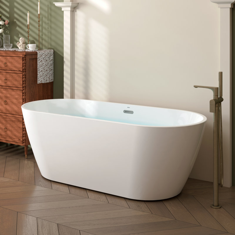 Baignoire de trempage autoportante Bali, H 22,80 po x L 59,10 po x l 28 po, Chrome Drain