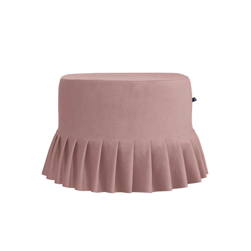 50cm Wide Round Solid Colour Ottoman, Powder Pink