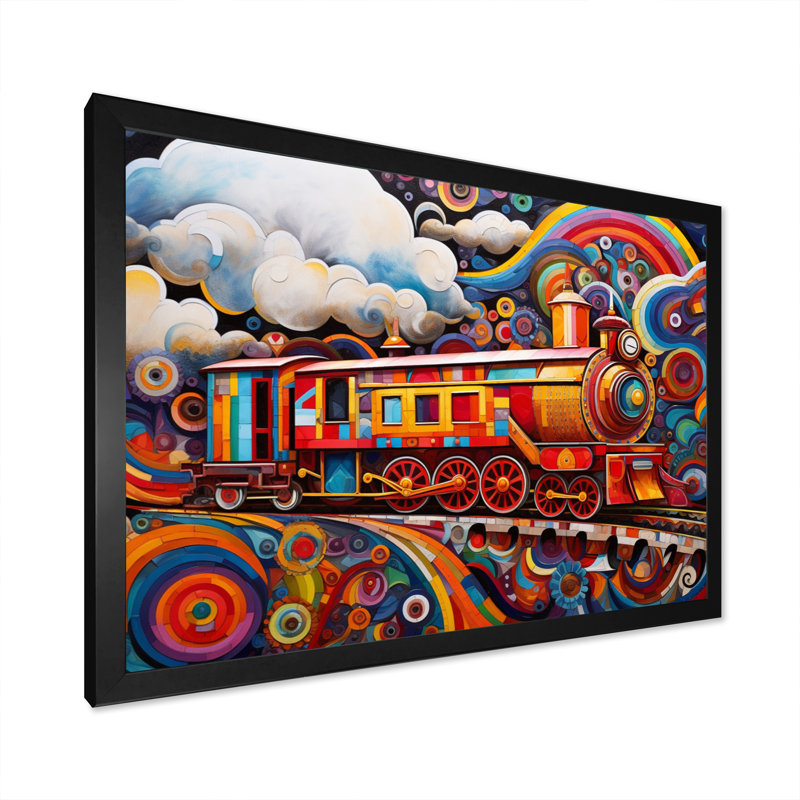 «Abstract Train Whimsical Journey III», reproduction sur toile, Cadre photo noir, H 24 po x l 32 po x P 1 po