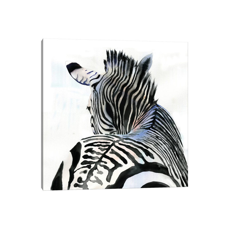Zebra Contours 1 Piece Painting on Canvas, 93.98 cm H x 93.98 cm W, White Framed