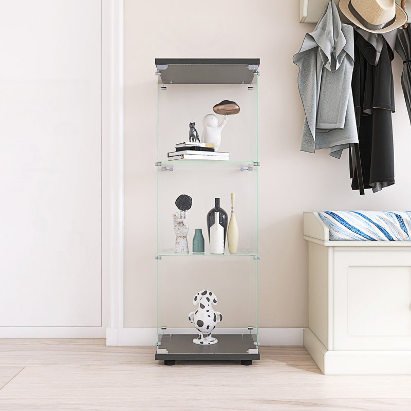 Glass Display Cabinet With 3 Shelves, White