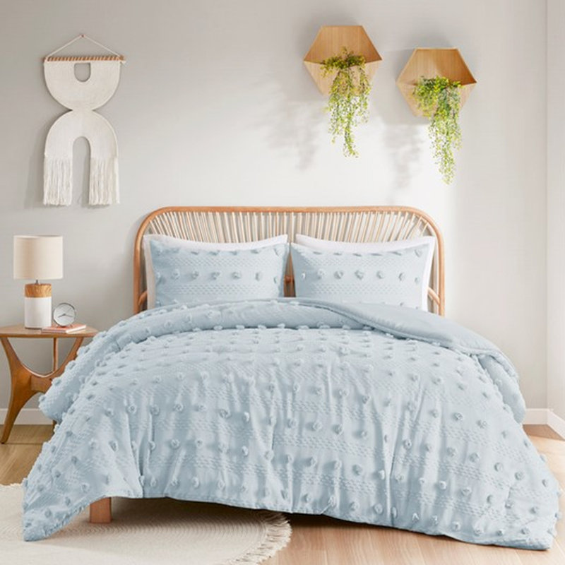 Édredon pour lit double / grand lit bleu avec 2 taies décoratives, séchage rapide pour, Blue