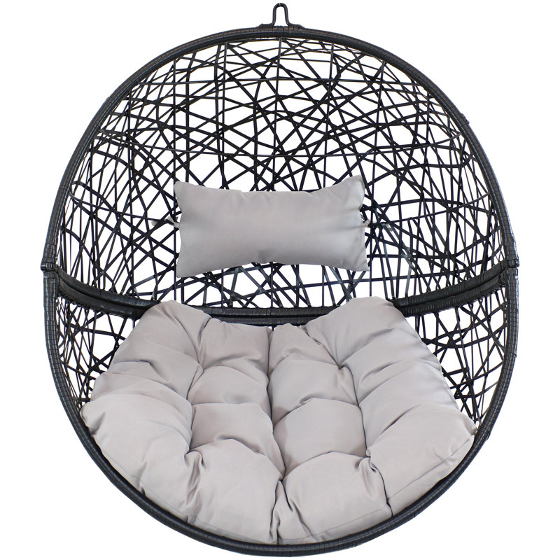 Chaise suspendue en résine tressée avec coussins Jackson - gris, Gris