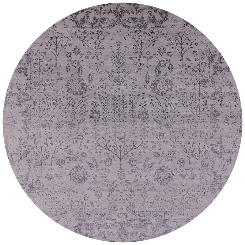 Tapis floral gris Huler, Rond 4 pi