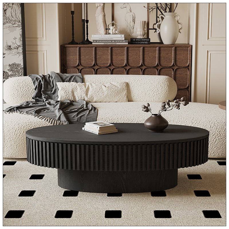 Table basse ovale avec rangement 47 po, Noir