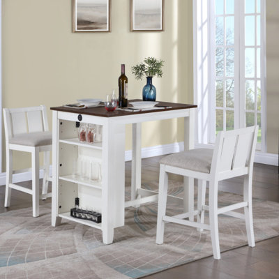 Ensemble de salle à manger compact à hauteur de comptoir avec charge USB, parfait pour les petits espaces et la vie moderne, ensemble de table à manger