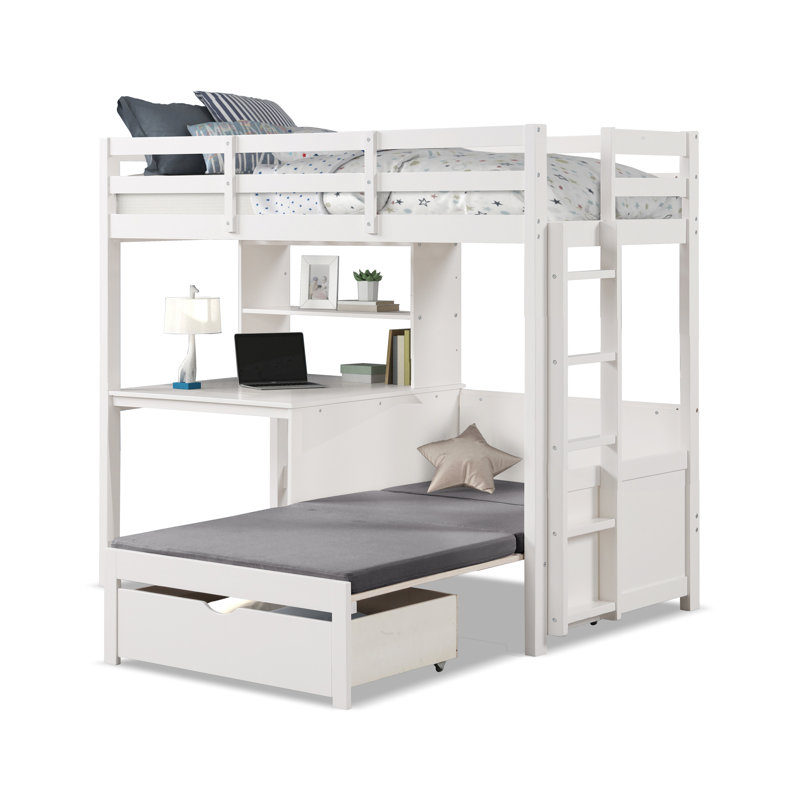 Lit mezzanine simple avec bureau, lit convertible et rangement Imhotep