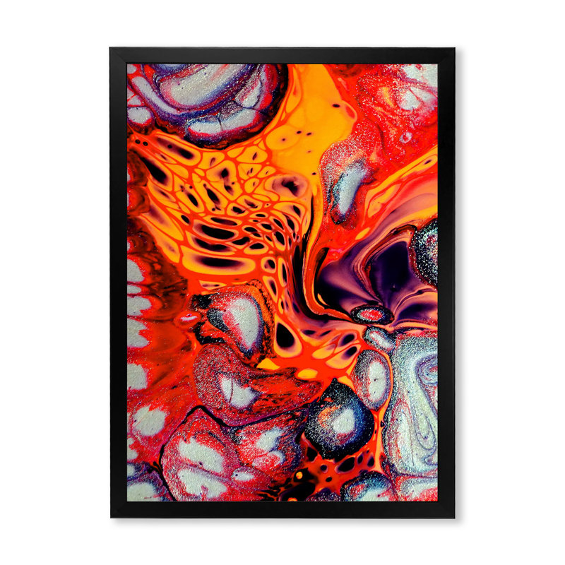 «Colorful Mixed Abstract Fluid XV», art mural moderne sur toile, Cadre noir, H 20 po x l 12 po x P 1 po