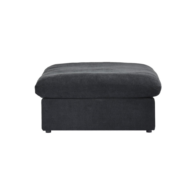 Kenda 40.15" Upholstered Slipcovered Ottoman, Black