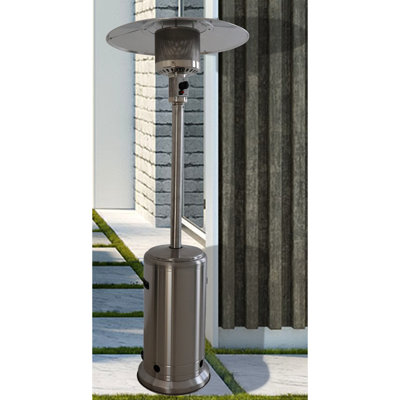 Chauffe-terrasse 46 000 - Sortie de chaleur constante, matériau en aluminium, hauteur de 83,5 po, expérience calorifique généreuse, couleur gris acier, poids de 68,48 lb, arrêt automatique pour