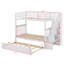 Lit superposé simple au-dessus de simple en bois massif durable avec structure d'escalier de rangement gigogne-136775248