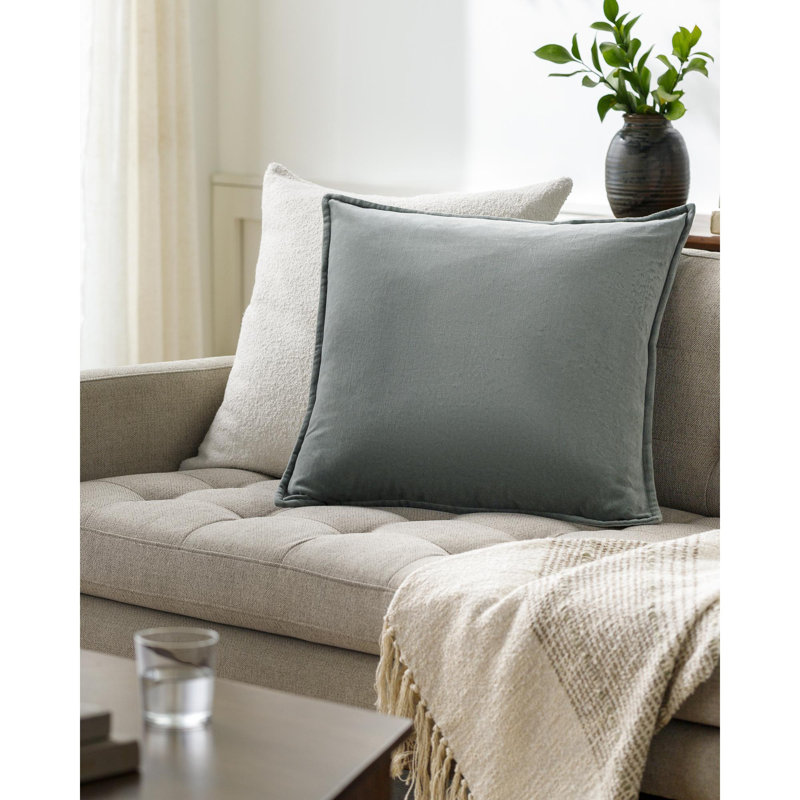 Housse et insert de coussin rectangulaire en coton Norwin, Housse de coussin seulement - sans coussin, 13"H x 19"W, Sage