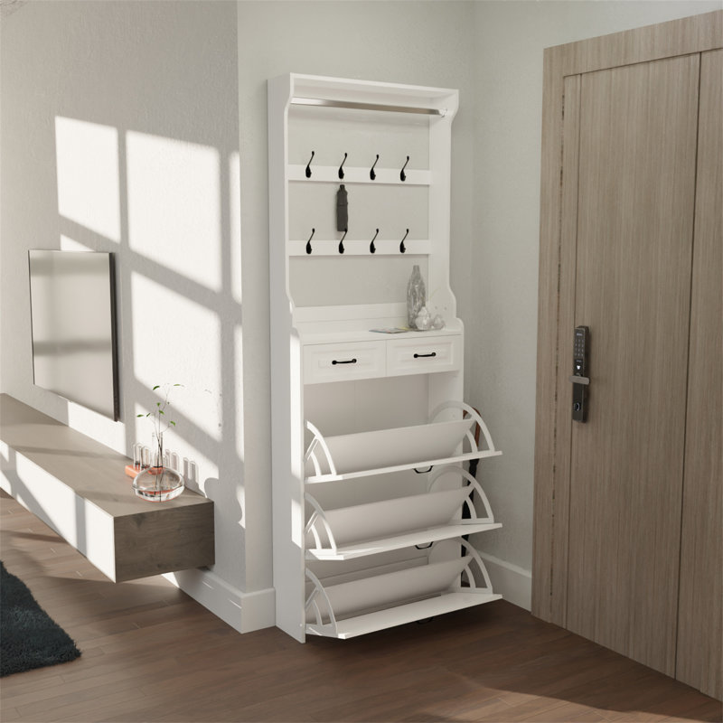 Range-chaussures avec 3 portes et 2 tiroirs avec support, grand espace de rangement