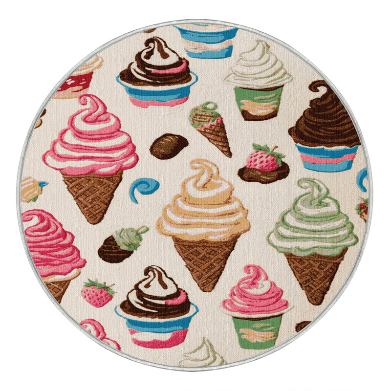  Tapis lavable avec yogourt glacé et desserts, Rectangle 5 pi x 7 pi