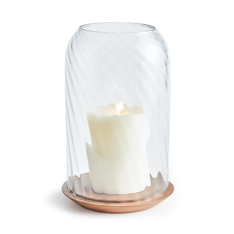 Nira Wood Tabletop Hurricane, 11" H x 7" W x 7" D