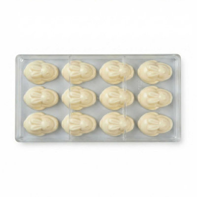 Restaurantware-Pastry Tek 10.8 x 5.3 Inch Chocolate Shaping Molds, 10 Freezable Bunny Shaped Candy Molds - 12 Cavities, Dishwashable, Clear Polycarbonate Chocolate Mold, Easy To Release