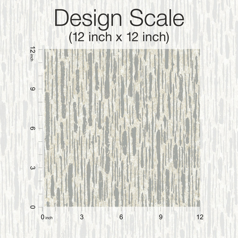 Abstract Metallic Wallpaper Roll, Cream/Silver