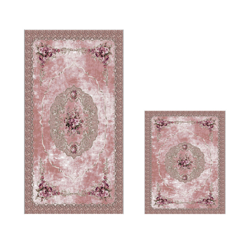 Ensemble de tapis de bain luxueux (2 pièces), couleur poudre, 19,7 po x 23,6 po et 23,6 po x 39,4 po | 100% polyester, 25,0 oz / m², antidérapant, antibactérien, facile à nettoyer | Parfait pour une salle de bain élégante et confortable