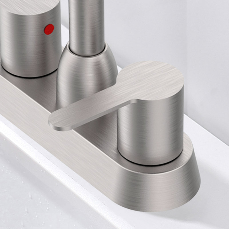 Bathroom Sink Faucet Center Set 2 Handles For 3 Holes, Brushed Nickel