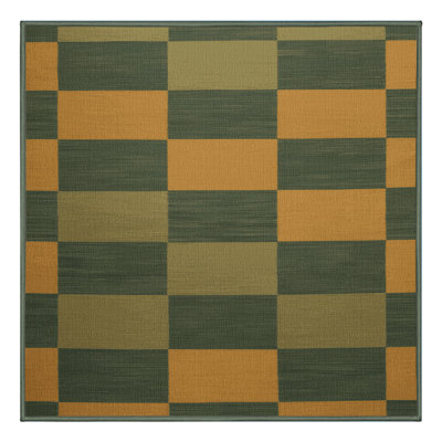 Machine Washable Checkered Green Area Rug