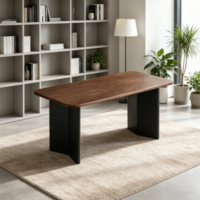 Bureau rectangulaire en bois de noyer durable