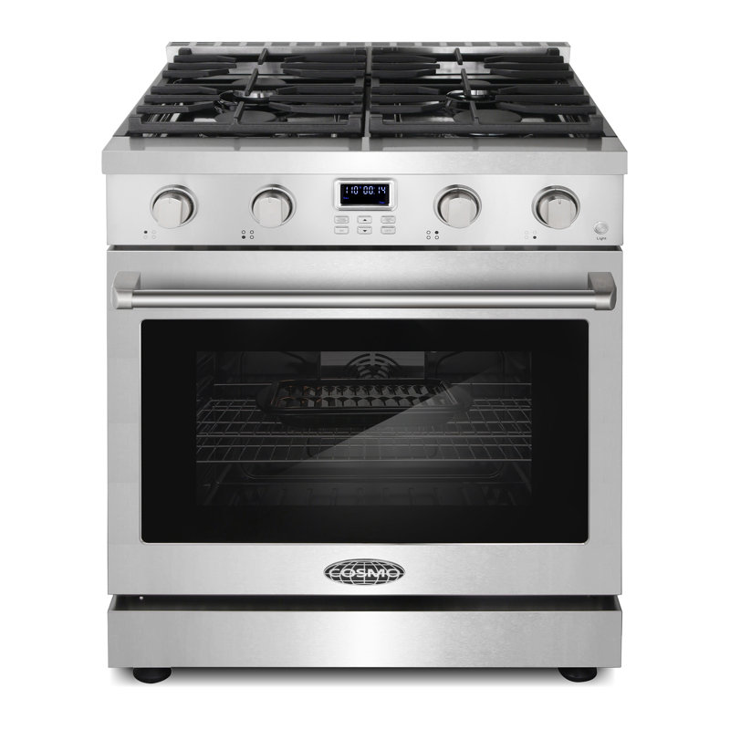 Cosmo 30 in. Lumin Collection 4.8 cu. ft. Gas Range with 4 Sealed Burners and Convection Oven in Stainless Steel