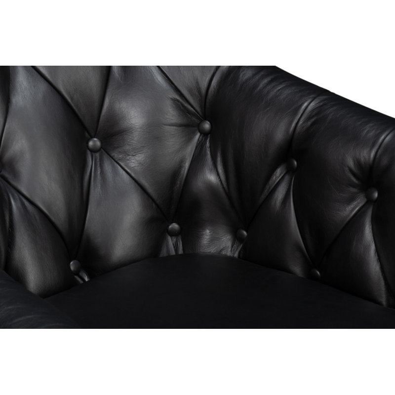 Coolidge Swivel Club Chair, Onyx Black Genuine Leather