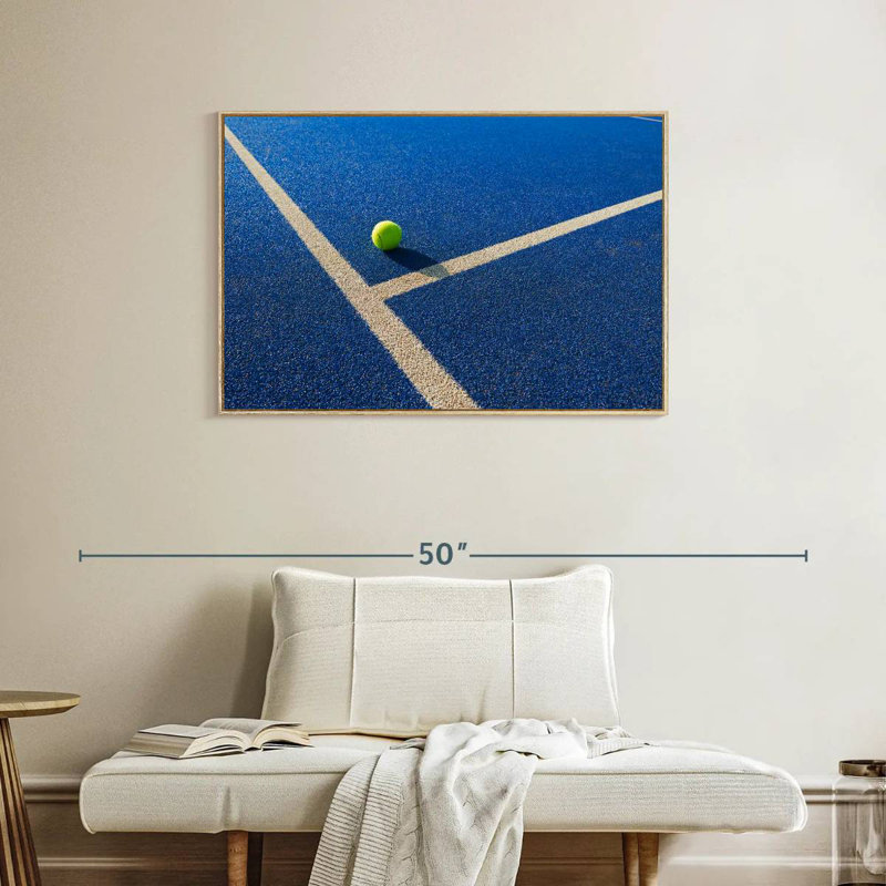 Balle de tennis, Cadre flottant en bois naturel, 37 po x 25 po