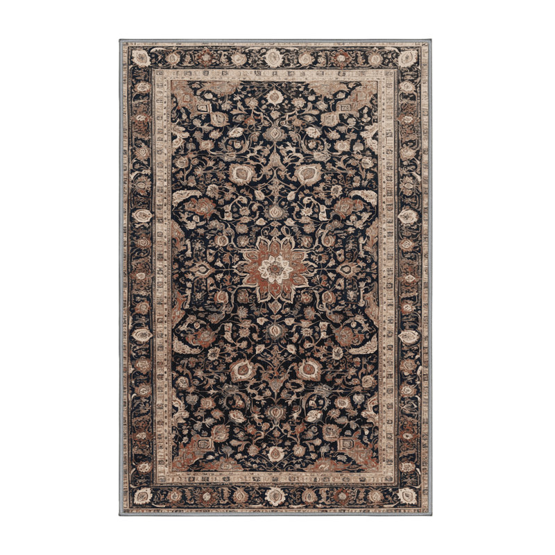 Tapis persan gris lavable à la machine, Rectangle 4pi x 6 pi