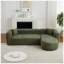 Canapé d'angle modulaire de 278 cm avec méridienne à droite, revêtement en chenille, assise profonde et coussins décoratifs pour salon, vert