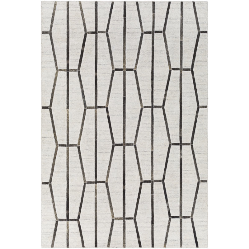 Tapis gris tissé à la main Avielle, Rectangle de 10 pi x 14 pi
