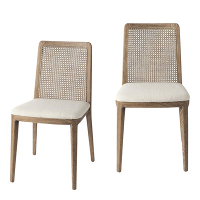 Ensemble de deux chaises d'appoint rembourrées en tissu crème et brun