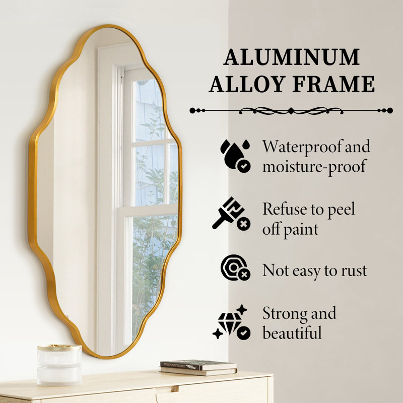 Oval Wall Mirror with Aluminum Frame, HD Tempered Glass, Mosaic Accent, Vertical/Horizontal Hanging, Shatter-Resistant for Bathroom Vanity, Living Room & Entryway