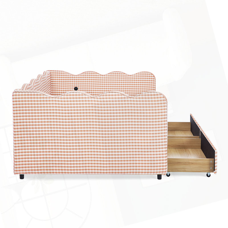 Multifunctional Sofa Bed Daybed with Two Storage Drawers, Full, Pink
