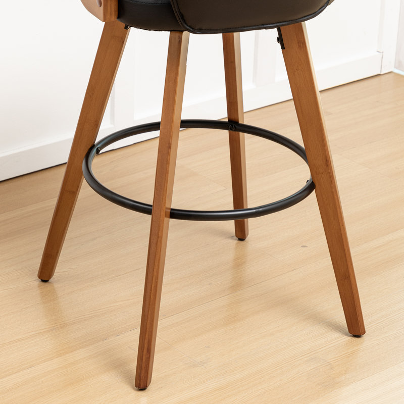 Swivel Upholstered Counter Stool, Black, Bar Stool (76.2cm Seat Height)