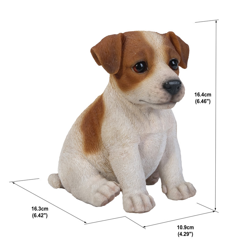 Statue chiot russel terrier jack assis