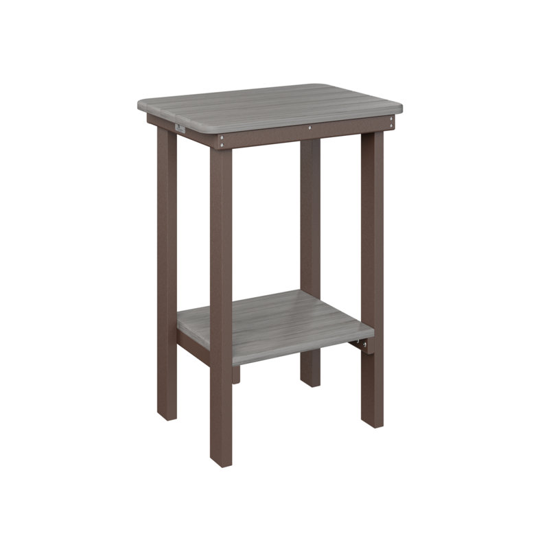 Berlin Gardens Rectangular End Counter Table, Driftwood Gray, Chocolate Brown