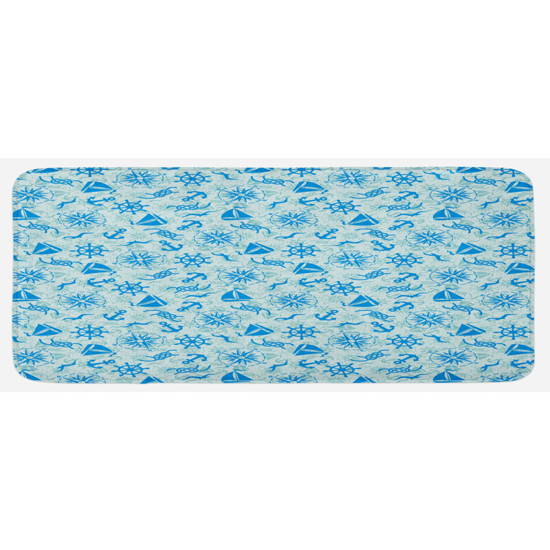 Tapis de cuisine à motif nautique avec mouettes et ancre