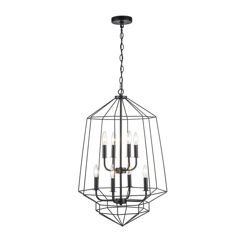 Guillaine 8 - Light Dimmable Geometric Chandelier, Black