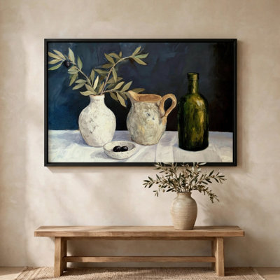 " Still Life with Olives and Stoneware " Oil Print