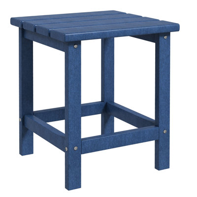 Table carrée bleue de 38 cm pour terrasse, véranda, balcon ou jardin, pouvant supporter jusqu'à 50 kg.