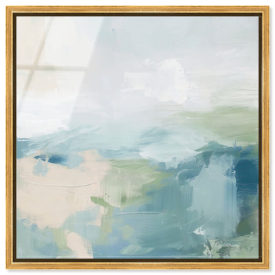 Turquoise Echoes I High-Gloss Frameless Acrylic Glass Wall Art Abstract Print by Oliver Gal, Ready to Hang, 12 x 12