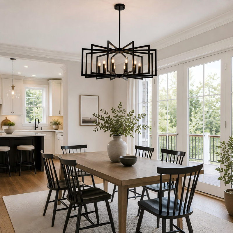 36" Modern Black Geometric Chandelier