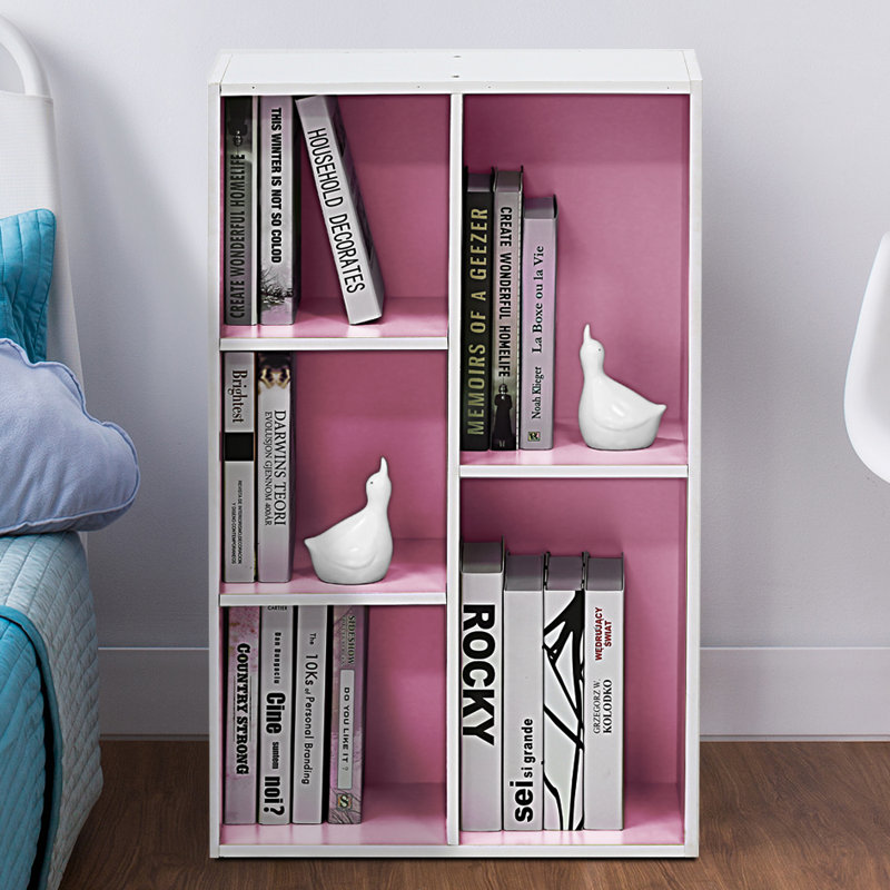Harkless Bookcase, White/Pink